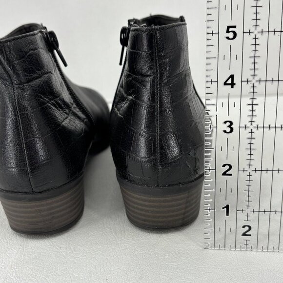 Clarks Addiy Zora Ankle Booties Womens 8.5 Black Leather Croc Embossed Boot - Picture 10 of 10